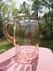 Mcbeth Evans Art Deco Pink Depression Glass Pitcher Applied Feathered Handle