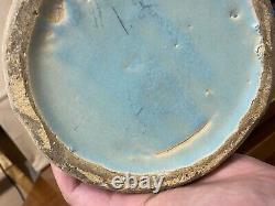 Mccoy 12 Pottery Embossed Sand Dollar Double Handled Turquoise Green Floor Vase