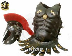 Medieval Spartan Helmet Armour Medieval Chest Plate Black Finish Brass Work