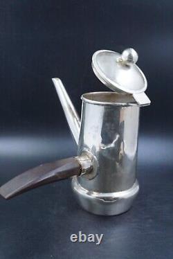 Mid-Century Art Deco Sterling Silver Rosewood Handle Coffee Pot Signed, 371.6Gr