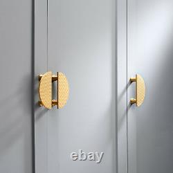 Modern Art Deco Diamond Brass Half Moon Door Handles Wardrobe Cabinet Pulls