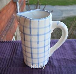 New Multipurpose Baby Blue Handmade Checked Pitcher Made In Spain