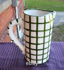 New Multipurpose Handmade Green Checked Pitcher Made In Spain