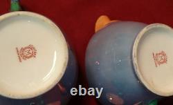 Nortiake Art Deco Luster Figural PARROT Handles Creamer & Sugar Bowl