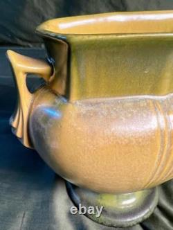 Old Art Deco Roseville Russco American US USA Pottery Handled Vase Green 108-7