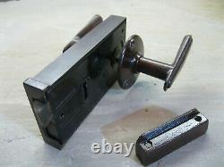 Original Reclaimed Art Deco Walnut Brown Bakelite Rim Lock and Door handles 0208