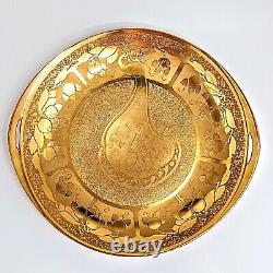 Osborne Antoinette Peacock China Art Studio Gold Handled Platter Signed 1930's