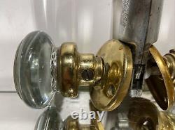 PR. VTG. Antique Glass/Brass Door Knobs Art Deco 1920s. Complete Door Hardware