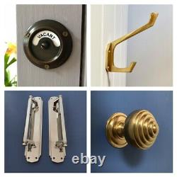 Pair Brass Door Pull Handles Art Deco Large Knobs Plates Grab Edwardian