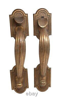 Pair of Antique Bronze Art Deco 9.625 in. Door Pull Handles