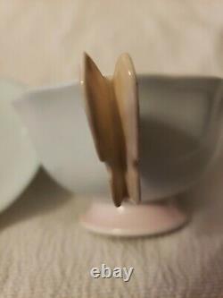 Paragon PASTEL MINT GREEN art deco butterfly handle bone china tea cup & saucer