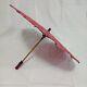 Parasol Art Deco Red Colorful With Bakelite Cherry Handle & Wooden Shaft Vtg 30s