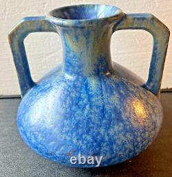 Pierrefonds French Art Deco Pottery Ceramic Vase Blue Crystaline Glaze