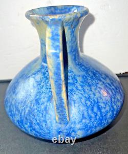 Pierrefonds French Art Deco Pottery Ceramic Vase Blue Crystaline Glaze