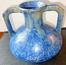 Pierrefonds French Art Deco Pottery Ceramic Vase Blue Crystaline Glaze