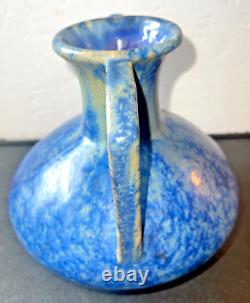 Pierrefonds French Art Deco Pottery Ceramic Vase Blue Crystaline Glaze