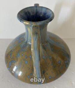 Pierrefonds French Art Pottery Drip Glaze Ceramic Vase Art Deco With Handles