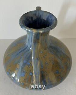 Pierrefonds French Art Pottery Drip Glaze Ceramic Vase Art Deco With Handles