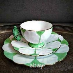 PreSale Aynsley Art Deco butterfly handle Tea Cup & Saucer and Side Plate set