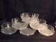 Pretty Antique Art Deco Swan Handled Frosted / Clear Scallop Edge Berry Bowl Set