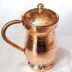 Pure Copper Jug With Lid Water Storage Pitcher With 4 Drinking Tumbler Gifts Set