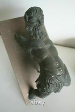 RARE ANTIQUE ARCHITECTURAL BRONZE Mythological Figurine Door Puller