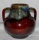 Rare Art Deco Antique Awaji Pottery Japan Flambe 2 Handle Drip Glaze Vase 1920s