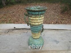 RARE Czech Ditmar Urbach Alienware 2 handled Vase in BLUE & Beige 8 Art Deco