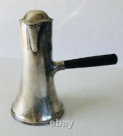 RARE DESIGN J. E. CALDWELL Sterling Silver Pitcher With Hinged Lid / Wood Handle