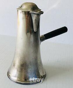 RARE DESIGN J. E. CALDWELL Sterling Silver Pitcher With Hinged Lid / Wood Handle