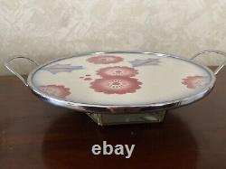 RARE ORIGINAL GERMANY ART DECO COCKTAIL PORCELAIN CHROME HANDLE TRAY 1930's HTF