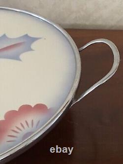 RARE ORIGINAL GERMANY ART DECO COCKTAIL PORCELAIN CHROME HANDLE TRAY 1930's HTF