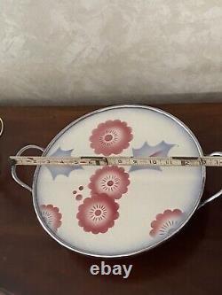 RARE ORIGINAL GERMANY ART DECO COCKTAIL PORCELAIN CHROME HANDLE TRAY 1930's HTF