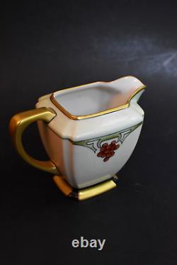Rare 1925 Art Deco Porcelain Creamer & Double-Handled Sugar Bowl with Lid