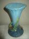 Rare 1940's Deco Roseville Art Pottery Blue Handled Vase Wincraft Pinecone 283-8