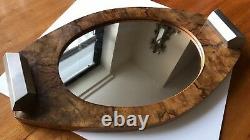 Rare André Sornay Bauhaus Fruitwood Mirrored Tray with Chrome Handles, c1930