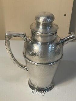Rare Antique Art Deco Victorian Plate Hammered Silverplate Cocktail Shaker