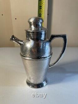 Rare Antique Art Deco Victorian Plate Hammered Silverplate Cocktail Shaker