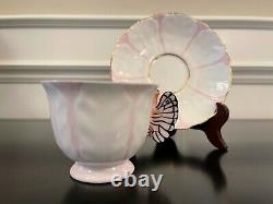 Rare Deco Aynsley Pink Butterfly Handle Tea Cup & Saucer Set