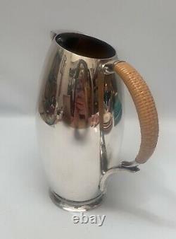 Rare MCM International Silver FLAIR Beverage Pitcher Art Deco Wrapped Handle