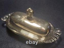 Rare Vintage Art Deco Butter Dish Holder Metal Glass