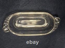 Rare Vintage Art Deco Butter Dish Holder Metal Glass