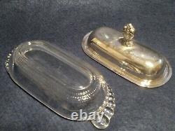 Rare Vintage Art Deco Butter Dish Holder Metal Glass