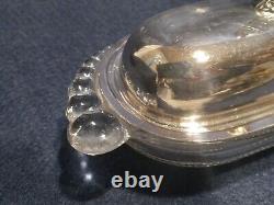 Rare Vintage Art Deco Butter Dish Holder Metal Glass