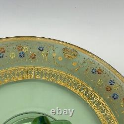 Rare Vintage Art Deco Serving Platter With Handle Fleur Di LIS Gold Trim