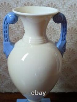 Rare Vintage Lenox Porcelain Art Deco Vase with Blue Figural Handles 1930s