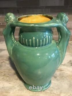 Red Wing RumRill Art Deco Athena Nude Double Handle 11.5 Green Vase