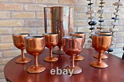 Revere New York Art Deco Machine Age Baron Copper Cocktail Bar Set Cup Goblet