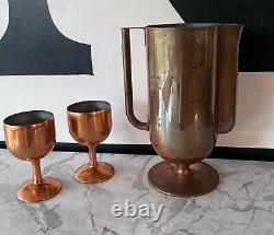 Revere New York Art Deco Machine Age Baron Copper Cocktail Bar Set Cup Goblet