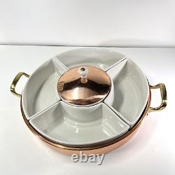 Revere Ware Shoppe 2.5 Qt Copper Chip Platter Serving Tray Ceramic Ramekin & Lid